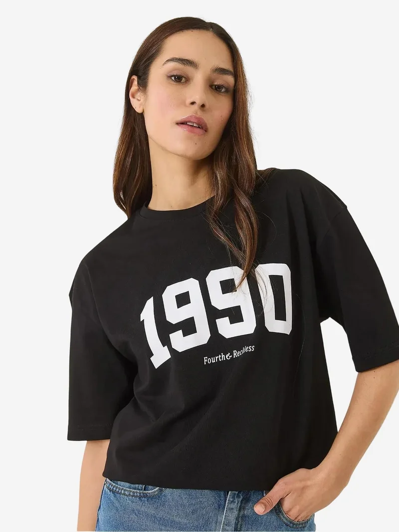 Bianco Lucci LUCCI Oversized Printed Crew Neck T-Shirt