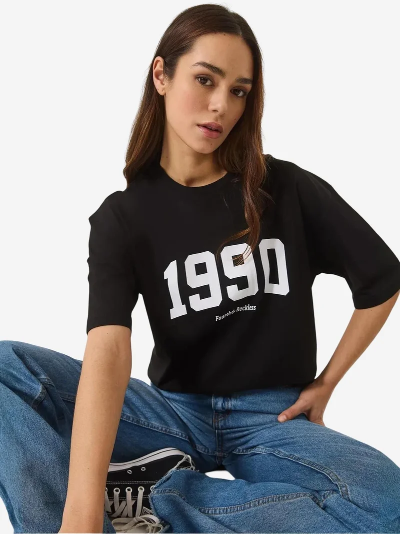 Bianco Lucci LUCCI Oversized Printed Crew Neck T-Shirt