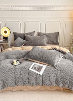 Sharpdo 4-Piece Set Bedding Velvet and Thick Quilt Cover Set with 1 Quilt Cover 1 Sheet and 2 Pillowcases 2m Bed (200*230cm)  - Image 1