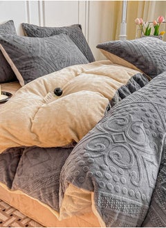 Sharpdo 4-Piece Set Bedding Velvet and Thick Quilt Cover Set with 1 Quilt Cover 1 Sheet and 2 Pillowcases 2m Bed (200*230cm)  - Image 2