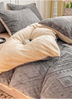 Sharpdo 4-Piece Set Bedding Velvet and Thick Quilt Cover Set with 1 Quilt Cover 1 Sheet and 2 Pillowcases 2m Bed (200*230cm)  - Image 3