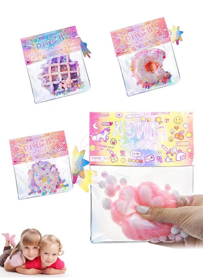 Sweet Life 4Pcs Squishy Toys, Novelty Decompress Toys, Squeeze Cat Paw Donut Stress Ball Pinch Cute PVC Sensory Toys for Relieving Fidget Rising Animal Shaped Novelty Things Birthdays Cosplay Party Opp Packaging Gift Decorations  - Image 1