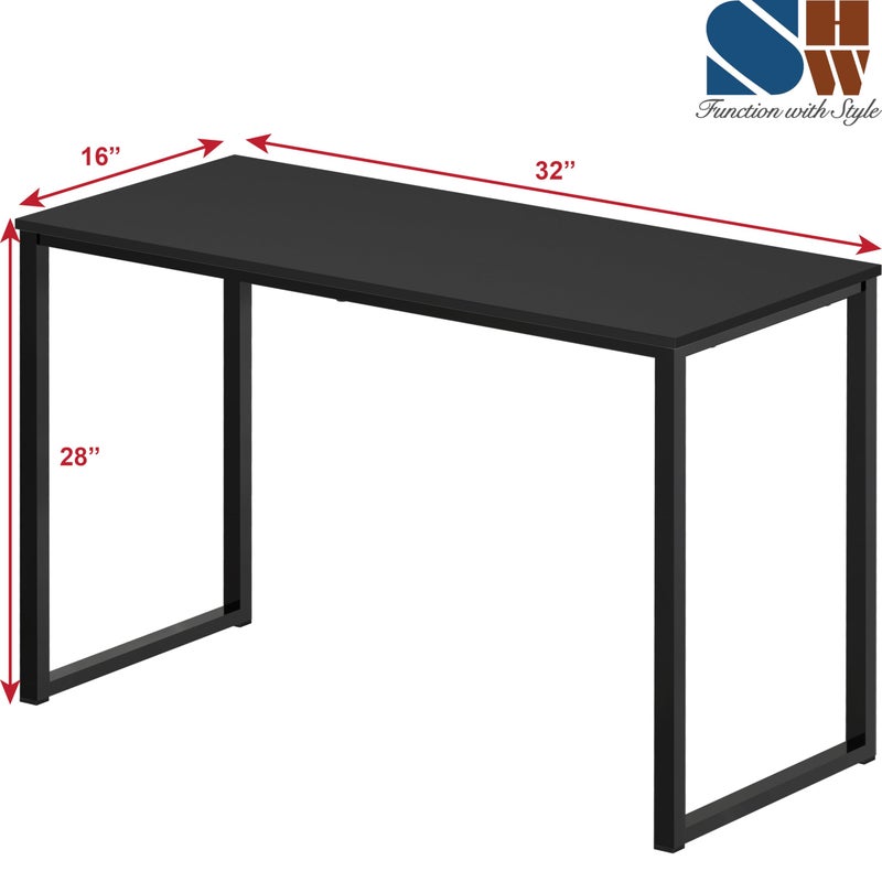 SHW Mission 32-Inch Home Office Computer Desk, Black - Image 3