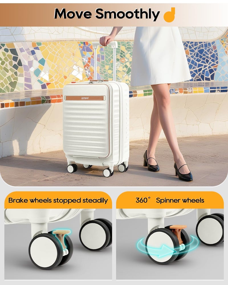 Joyway Carry on Luggage Airline Approved with Front Compartment and Cup Holder, 20 Inch Hard Shell Carry-on Suitcase with Spinner Wheels and TSA Lock for Women Men - Image 5
