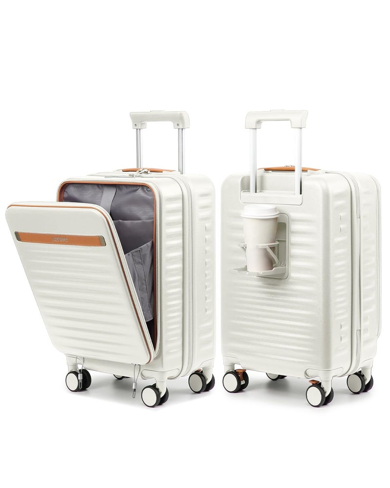 Joyway Carry on Luggage Airline Approved with Front Compartment and Cup Holder, 20 Inch Hard Shell Carry-on Suitcase with Spinner Wheels and TSA Lock for Women Men - Image 1