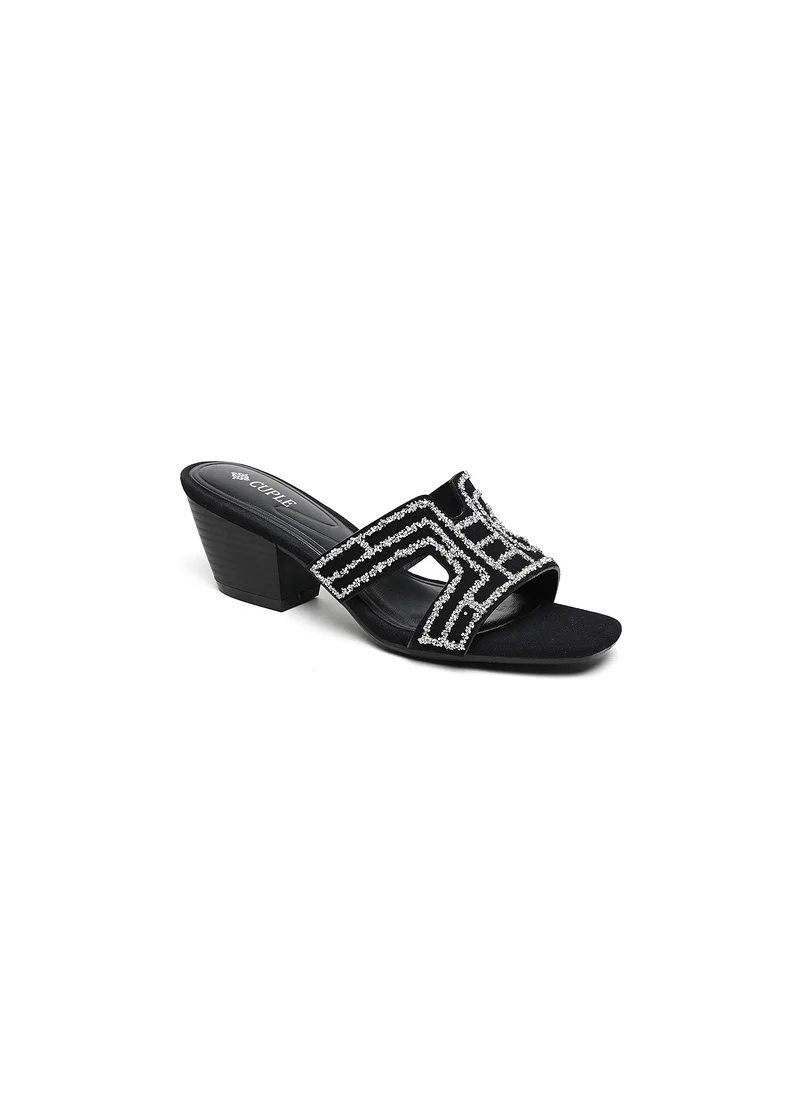 Cuple heeled sandals with jeweled strap