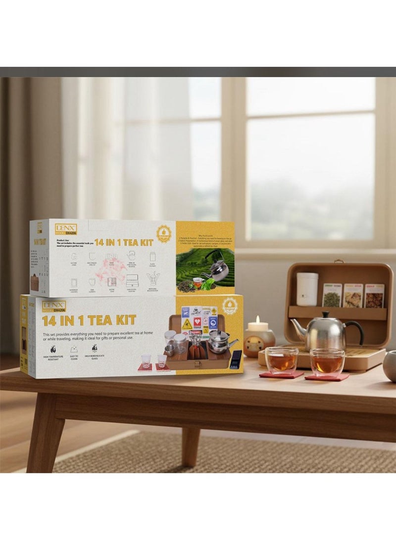Denx Tea set for camping, outdoors, and gardens, multi-colored DX4206 - Image 1