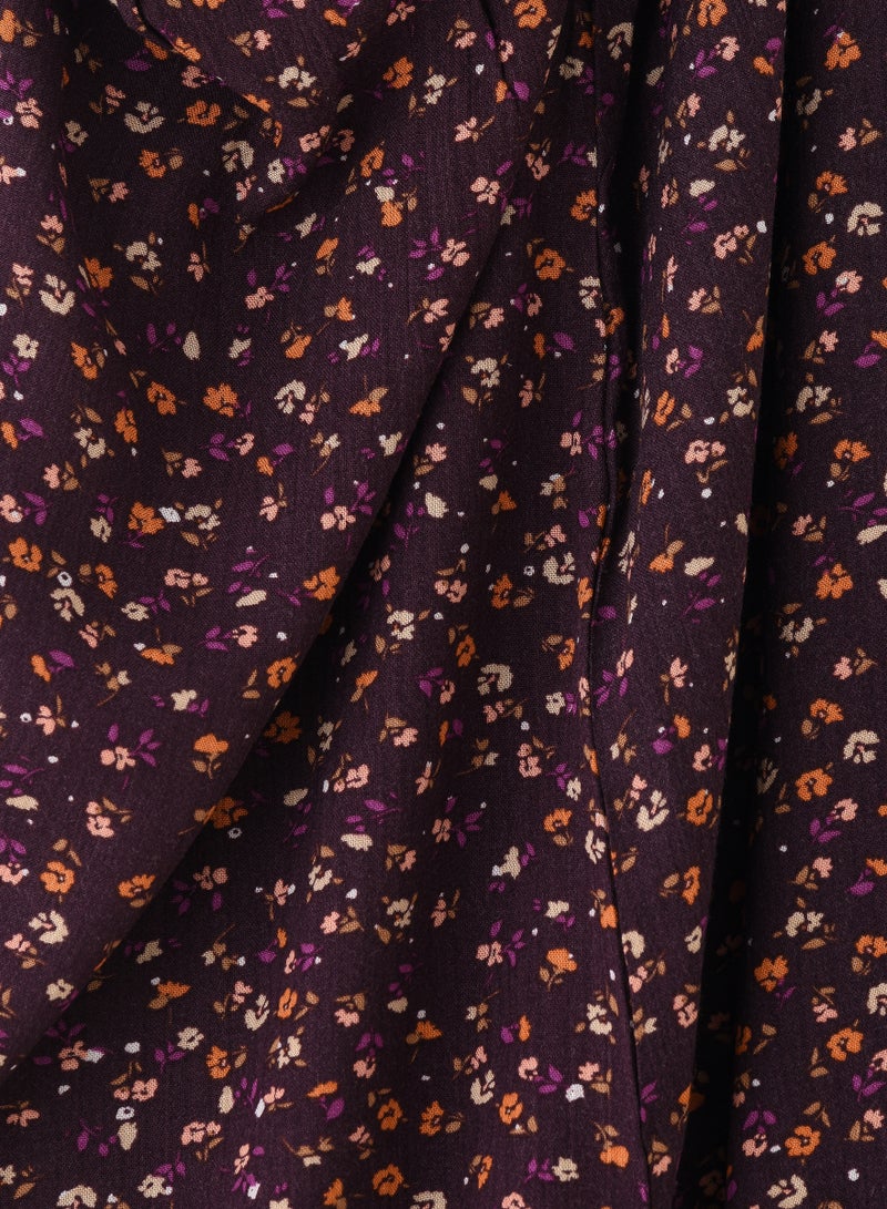 Jelliene Girls' Dark Purple Floral Print Viscose Maxi Skirt  - Image 3