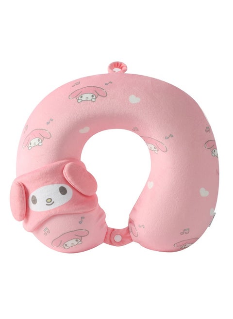 MINISO Sanrio Characters Memory Foam Neck Pillow with Sleep Mask (My Melody) – Comfortable and Ergonomic Travel Pillow Set for Neck Support and Relaxation
