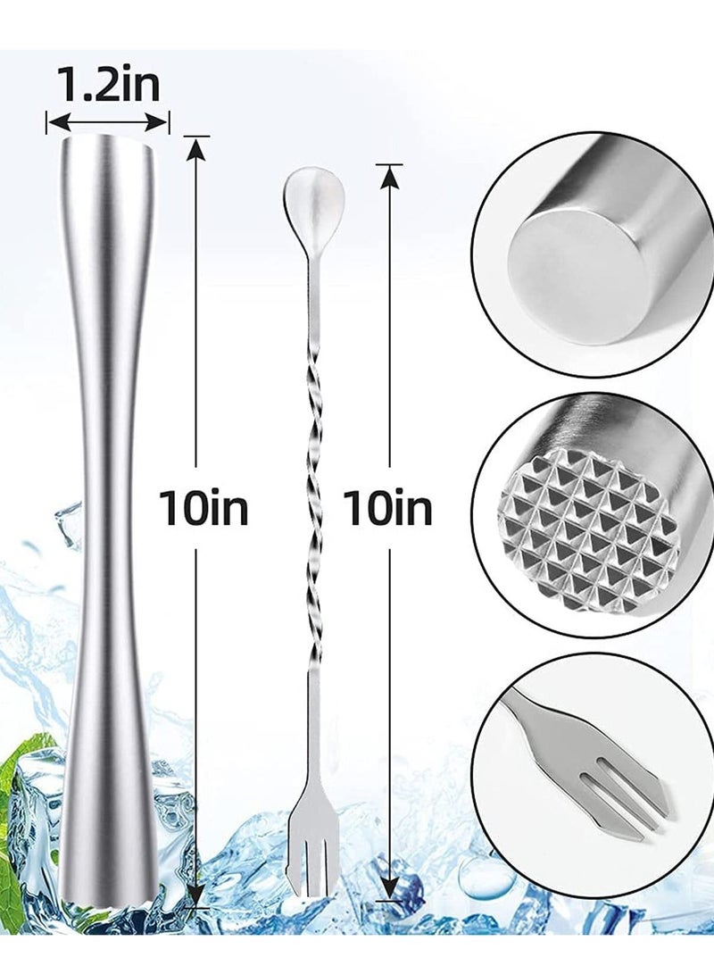 KASTWAVE Muddler for Drinks, 10-inch Stainless Steel Muddler and Mixing Spoon Drink Muddler with Case, Home Tool Set, Tools for Fruit Based Drinks Birthday, Party, and Housewarming  - Image 2