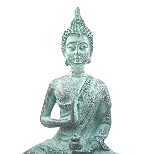 ornerx Thai Sitting Buddha Statue for Home Decor Turquoise 6.7" - Image 5