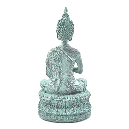 ornerx Thai Sitting Buddha Statue for Home Decor Turquoise 6.7" - Image 4