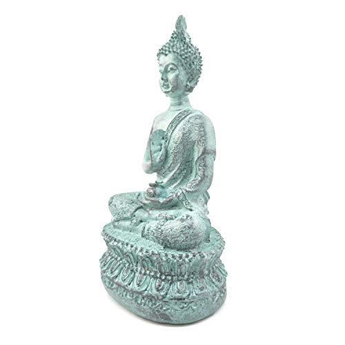 ornerx Thai Sitting Buddha Statue for Home Decor Turquoise 6.7" - Image 2