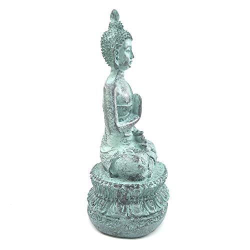 ornerx Thai Sitting Buddha Statue for Home Decor Turquoise 6.7" - Image 3