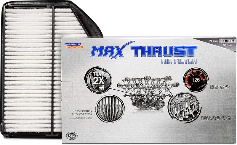 SPEARHEAD MPG Defense Max Thrust Engine Air Filter For All Mileage Vehicles, Fits Like OEM, Restores MPG & Acceleration (MT-258) - Image 1