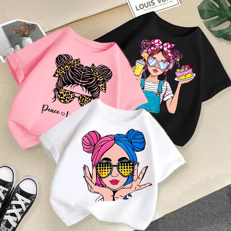 Children'S Clothing Girls' Short-Sleeved 2026 Style Girls' T-Shirt Cotton Fashion Printed Children'S Top Trendy - Image 2