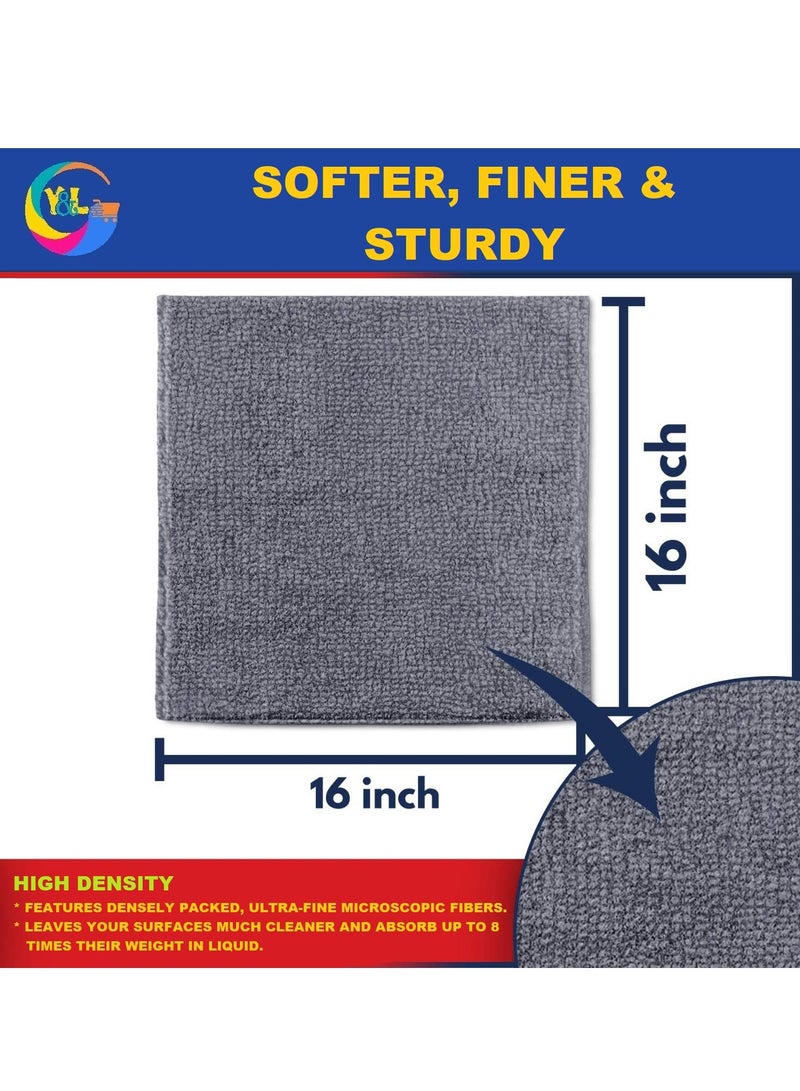 PAMEER Premium Microfiber Cleaning Towels 38 x 38cm, Improved 300gsm/480gm Ultra Thick Microfiber Cleaning Cloth, Scratch & Lint Free, Multi-Purpose Reusable Cleaning Rags for Home/Kitchen use. (5-Pack) - Image 2
