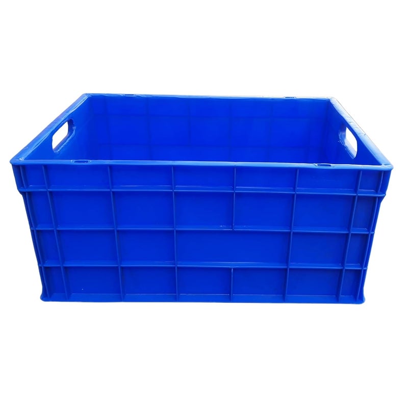 SINGHAL Multipurpose Heavy Duty Big Blue Portable Plastic Crate 650 x 450 x 315 MM Crates for storage Shelf Basket for Large Storage Bin Vegetable Fruit Milk - Image 5