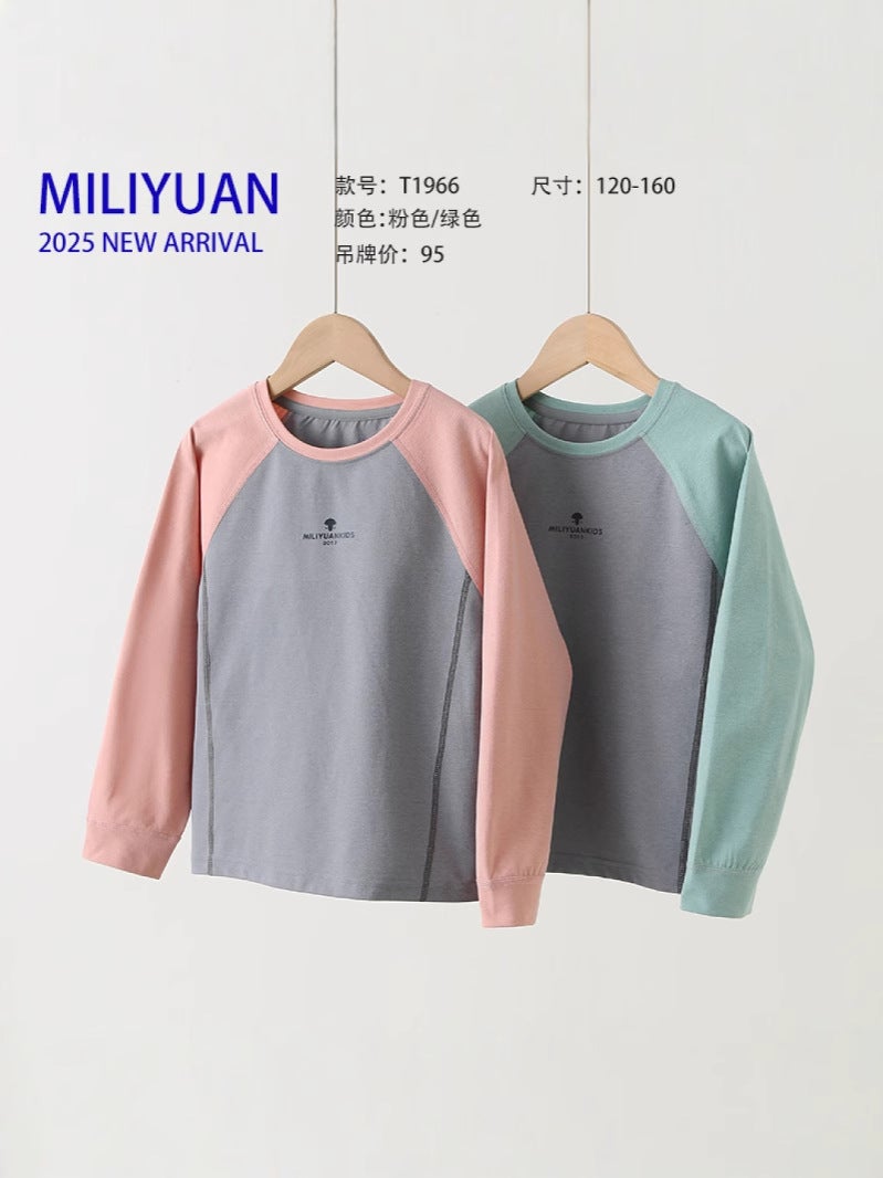 Children's Casual Long-Sleeved Color Block T-Shirt – Spring Raglan Top for Boys and Girls - Image 2