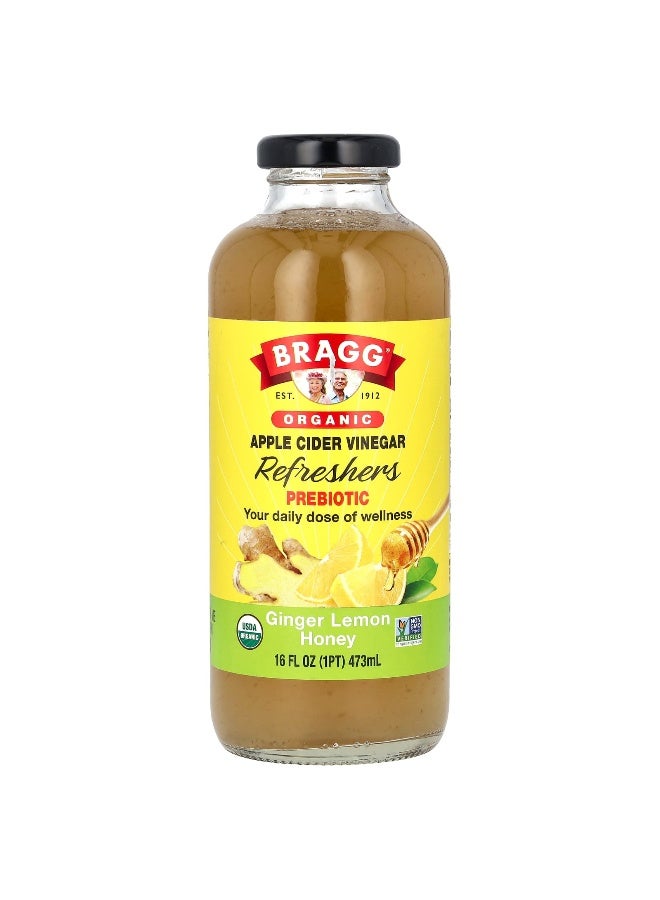 Bragg, Organic Apple Cider Vinegar Refreshers, Prebiotic, Ginger Lemon Honey, 16 fl oz  (473 ml) (Packaging may vary) - Image 1
