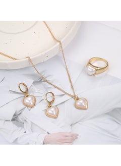 Huitich Elegant Heart Pearl Jewelry Set Necklace, Earrings & Ring  - Image 2