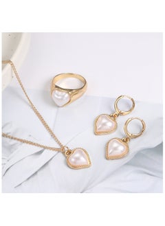 Huitich Elegant Heart Pearl Jewelry Set Necklace, Earrings & Ring  - Image 4