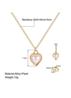 Huitich Elegant Heart Pearl Jewelry Set Necklace, Earrings & Ring  - Image 5