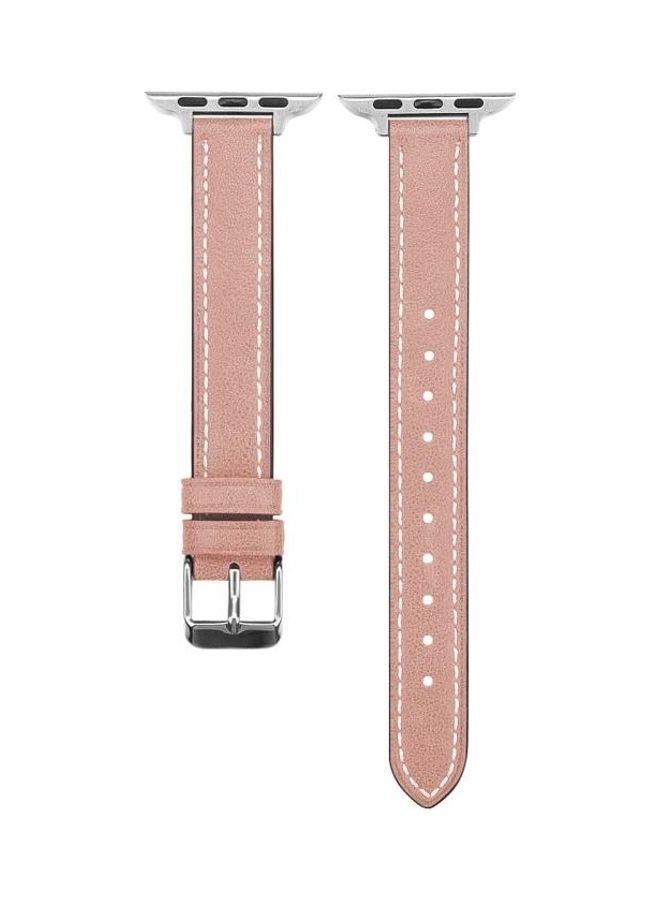 NIBEMINENT Vintage Leather Replacement Watchbands, For Apple Watch Series 1/2/3/4/5/6/7/SE 38-40-41mm Light Pink - Image 3