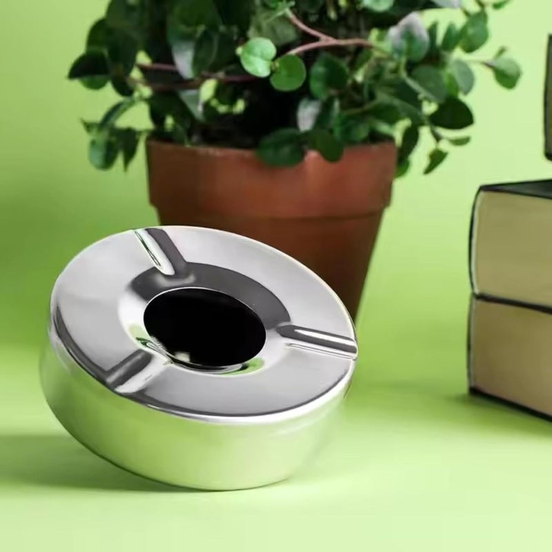 FINALITY Stainless Steel Ashtray for Cigarette Ash Holder Tray with Lid for Home, Office and Bar (Pack of 12) - Image 3