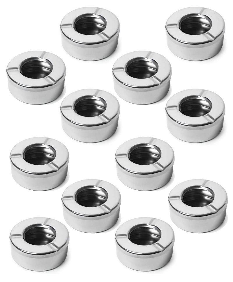 FINALITY Stainless Steel Ashtray for Cigarette Ash Holder Tray with Lid for Home, Office and Bar (Pack of 12) - Image 1