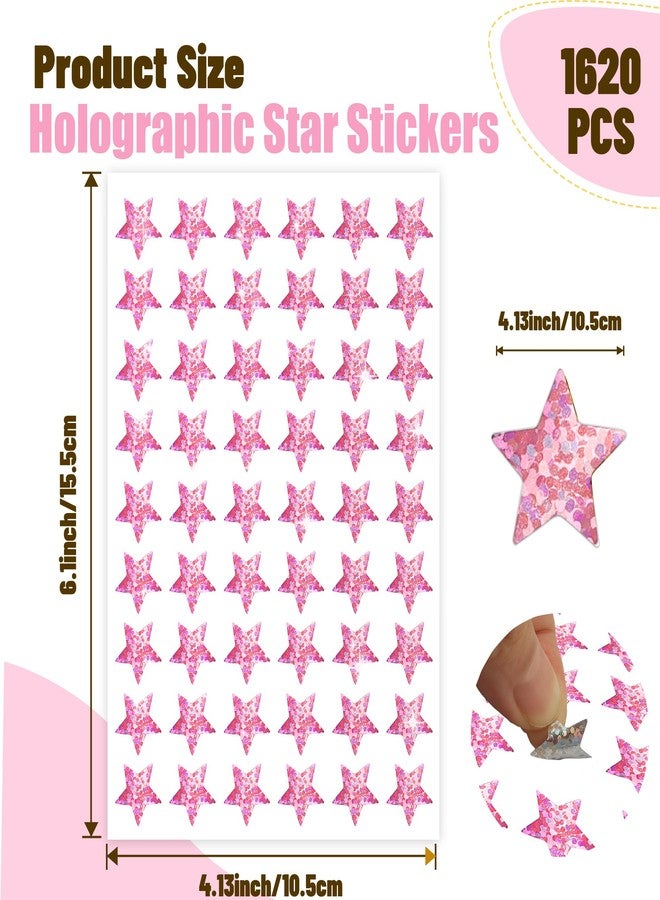 Nelisylux Star Stickers,Holographic Pink Star Stickers for Kids Reward,1620 Pack Pink Color 0.6" Sparkly Glitter Foil Small Mini Stars Sticker Teacher Supplies, Behavior Chart,Classroom Student School Planner - Image 5