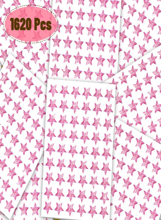 Nelisylux Star Stickers,Holographic Pink Star Stickers for Kids Reward,1620 Pack Pink Color 0.6" Sparkly Glitter Foil Small Mini Stars Sticker Teacher Supplies, Behavior Chart,Classroom Student School Planner - Image 4