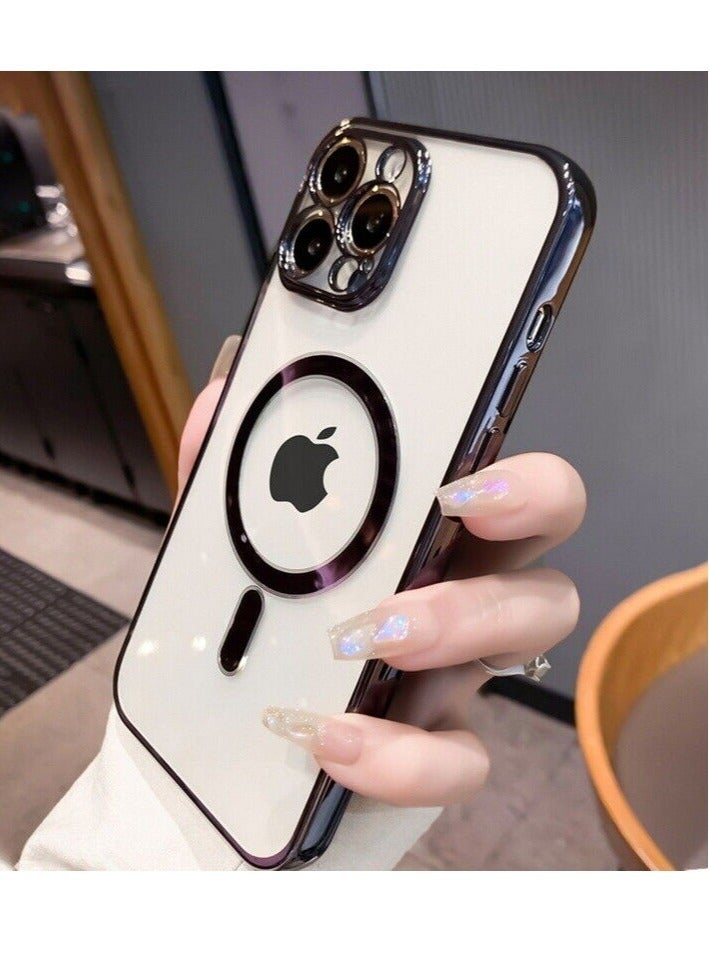 MUNTAQI For iPhone 14 Pro Max Clear Case Slim Plating MagSafe Magnetic Cover - Image 1
