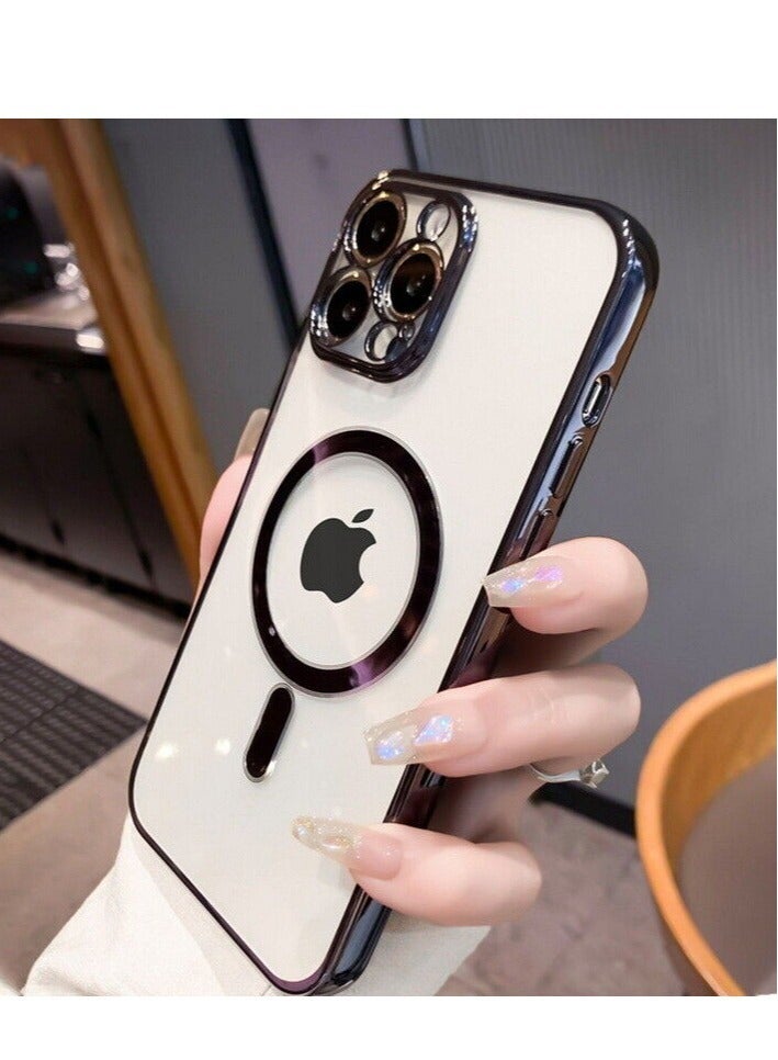 MUNTAQI For iPhone 14 Pro Max Clear Case Slim Plating MagSafe Magnetic Cover - Image 3