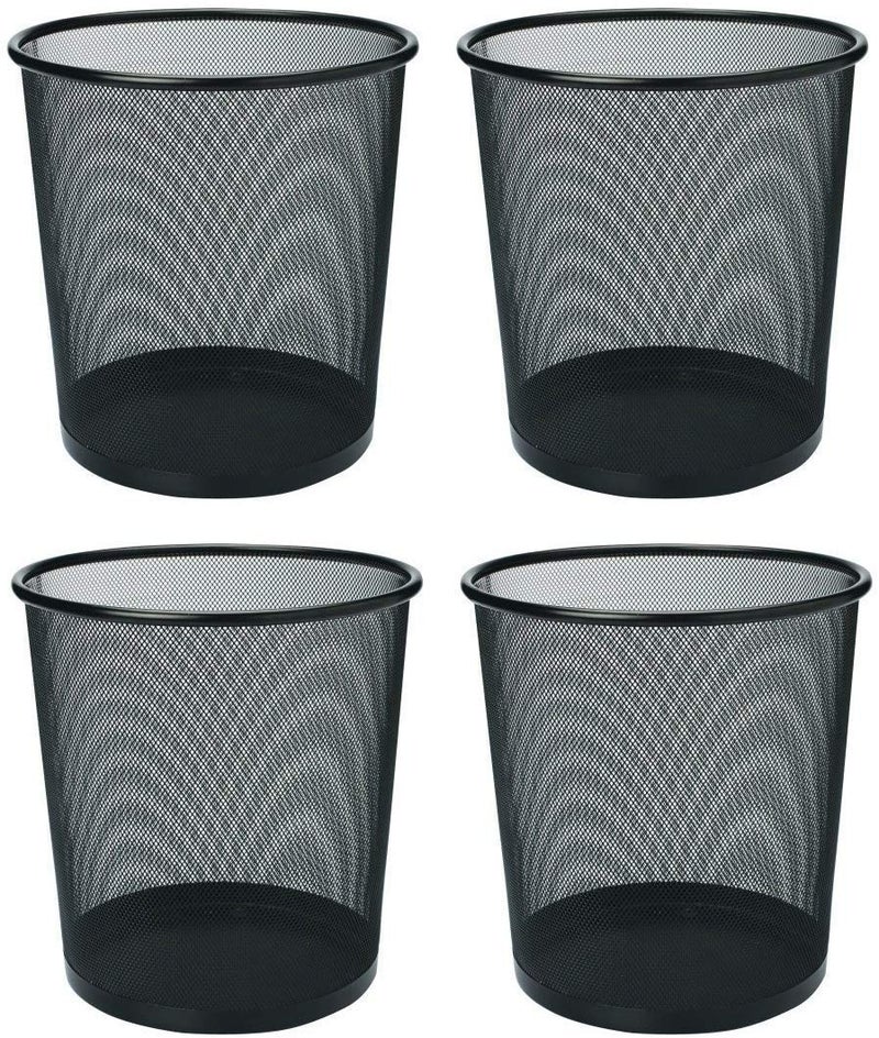 VeleSolv (Pack of 4 Metal Mesh Dustbin for Office use & Home/Multipurpose (Large, Black) - Image 1