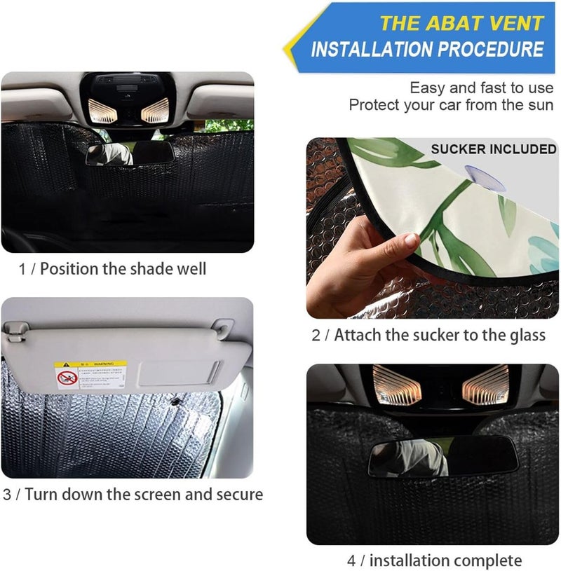 Turquoise Daisy Flowers Car Windshield Sun Shade Foldable Sun Visor Automotive Sunshades for Car Truck SUV Blocks UV Rays Keep Your Vehicle Cool - Image 2