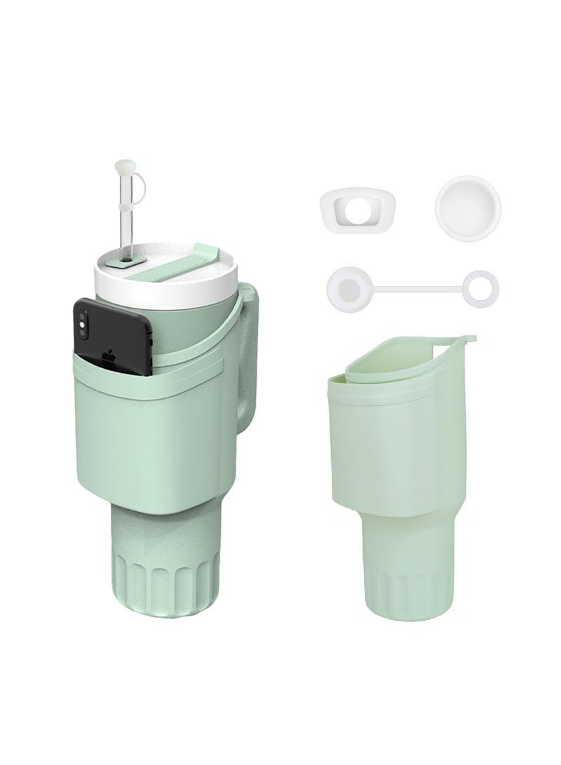 KASTWAVE Stanley 40 Oz Carrier Bag and Spill Stopper Set, Silicone Water Bottle Holder with Phone Pocket, Reusable Straw Toppers Protector Lid for Stanley Cup Accessories, 3Pcs - Image 1