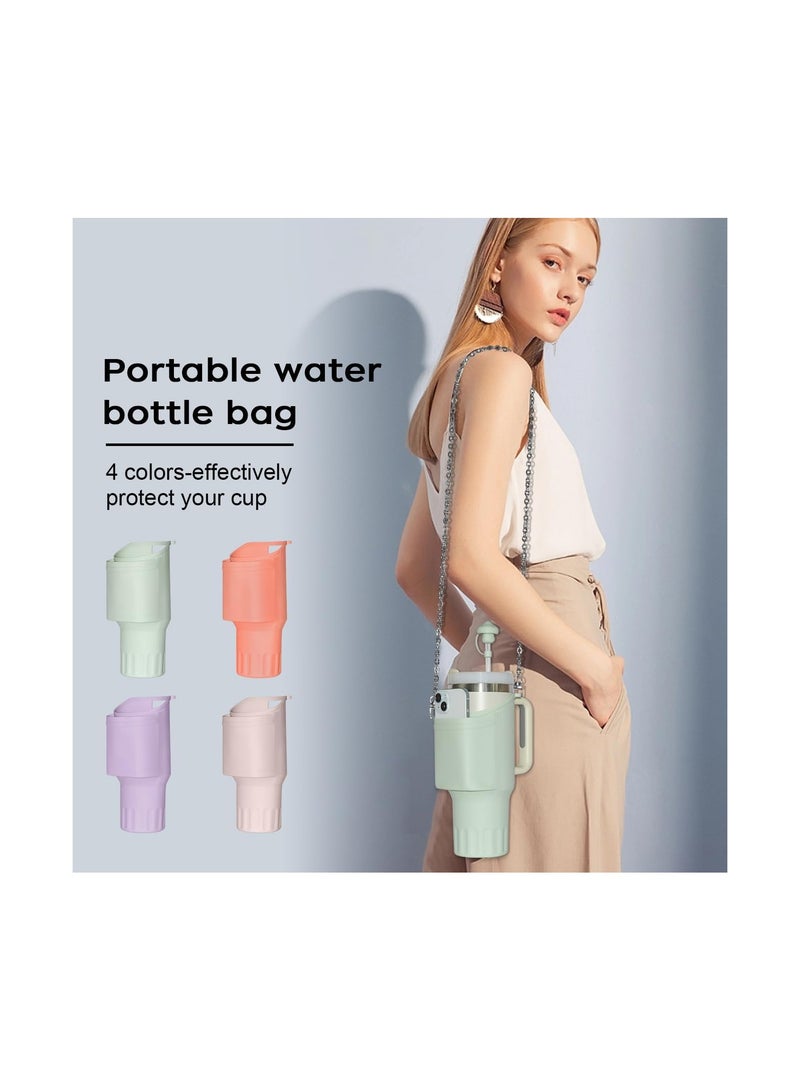 KASTWAVE Stanley 40 Oz Carrier Bag and Spill Stopper Set, Silicone Water Bottle Holder with Phone Pocket, Reusable Straw Toppers Protector Lid for Stanley Cup Accessories, 3Pcs - Image 2