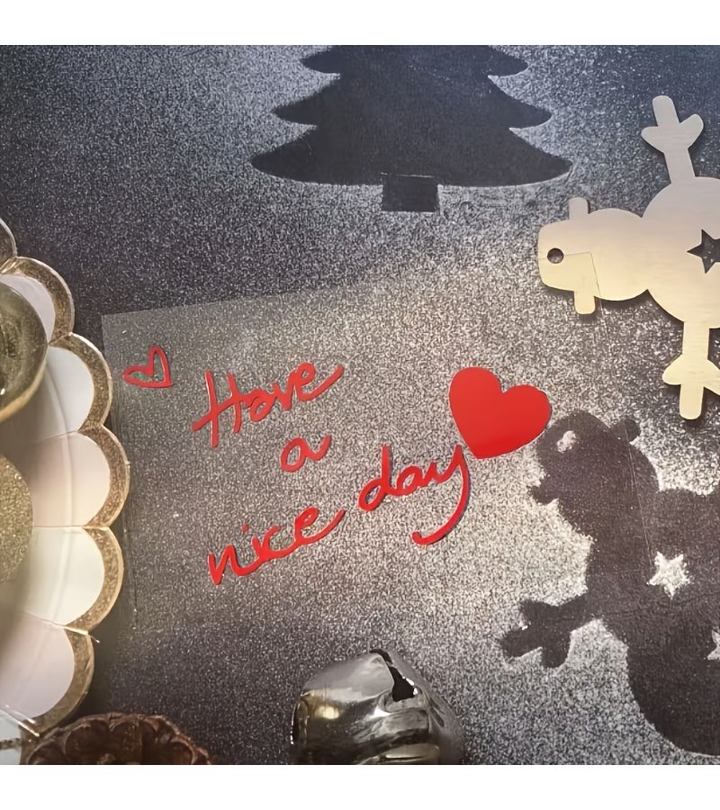 1pc Red Have A Nice Day Heart Sticker For Bathroom Bedroom Living Room Windows Mirror Car Decor - Image 2