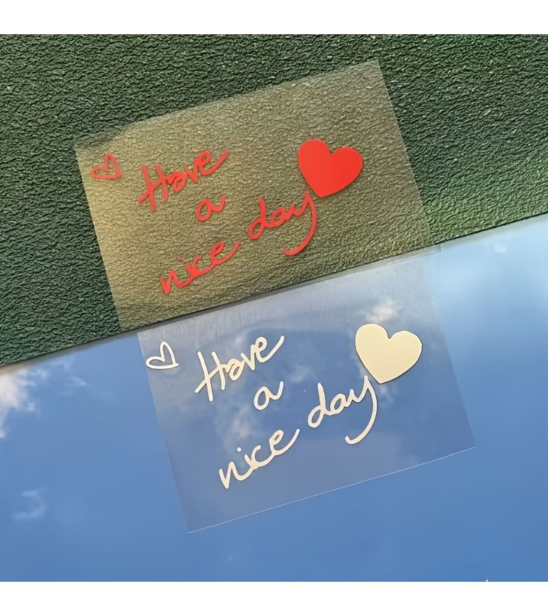 1pc Red Have A Nice Day Heart Sticker For Bathroom Bedroom Living Room Windows Mirror Car Decor - Image 3