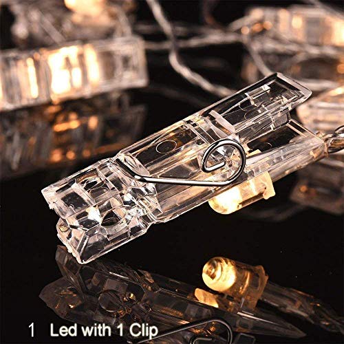 MIRADH Led Photo String Lights- 20 Photo Clips Battery Powered,Lights (Plastic,7.2 Feet,Warm White 20 Clips 2Aa Battery Powered,Clip_Point),3 meters - Image 5