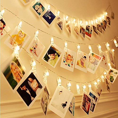 MIRADH Led Photo String Lights- 20 Photo Clips Battery Powered,Lights (Plastic,7.2 Feet,Warm White 20 Clips 2Aa Battery Powered,Clip_Point),3 meters - Image 1