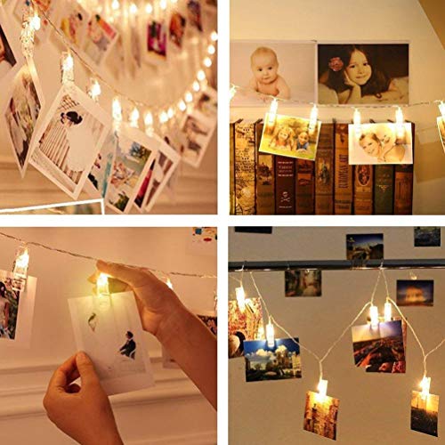 MIRADH Led Photo String Lights- 20 Photo Clips Battery Powered,Lights (Plastic,7.2 Feet,Warm White 20 Clips 2Aa Battery Powered,Clip_Point),3 meters - Image 2