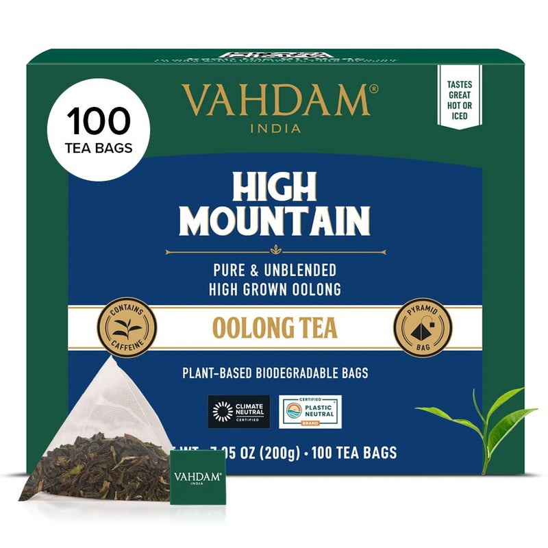 VAHDAM High Mountain Oolong Tea Bags 100 Count Non GMO Gluten Free  High Grown Oolong Tea Leaves  Light  Floral  Resealable Ziplock Pouch - Image 3