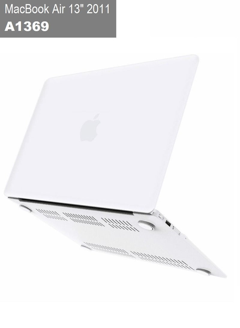 CATANES MacBook Air 13-inch Model A1369 (2011) Protective Case Hard Shell Laptop Cover Front and Back Sleeve Case White - Image 1