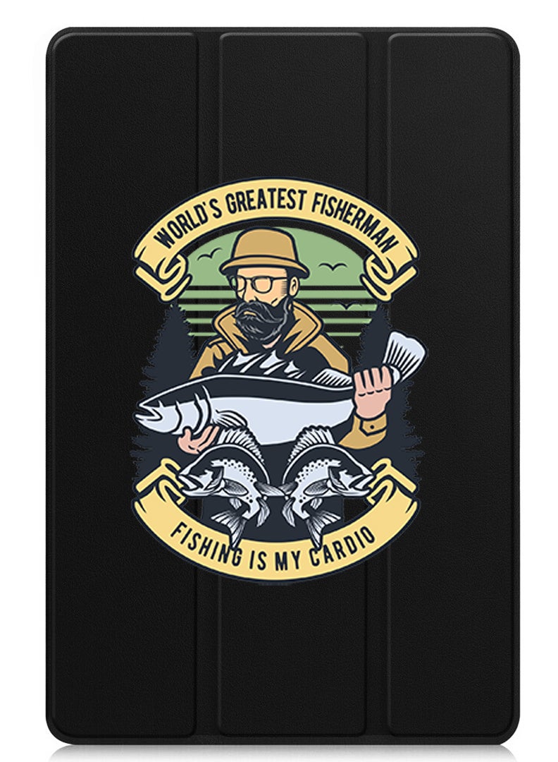 Theodor Protective Flip Case For Apple iPad Pro 13 (2024) With Trifold Stand Auto Wake Sleep Shockproof Cover Fishing is my Cardio - Image 1