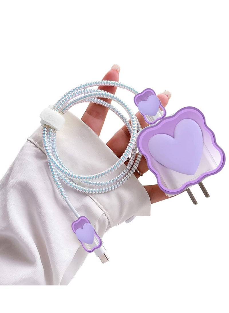 Captaintech Cute Cable Protector Prevents Breakage Cable Cord Saver Case Ultra Compact for iPhone 11 12 13 14 Pro Max Charger Protector Purple - Image 1