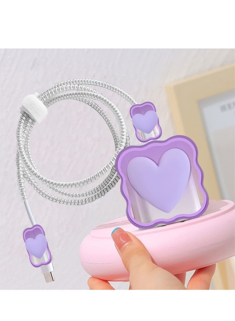 Captaintech Cute Cable Protector Prevents Breakage Cable Cord Saver Case Ultra Compact for iPhone 11 12 13 14 Pro Max Charger Protector Purple - Image 2