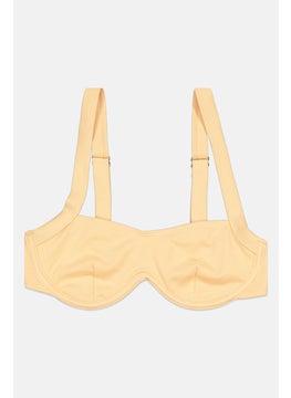 Women Non Padded Textured Bikini Top, Light Orange