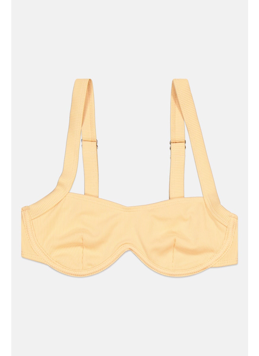 Missguided - Women Non Padded Textured Bikini Top, Light Orange - Image 1